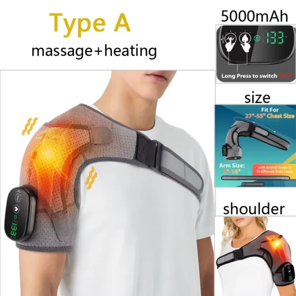 Vibration Shoulder Steamer Belt Heated Shoulder Warmer Massager Electric Fomentation Smart Massage Machine Temperature Adjust - Image 9