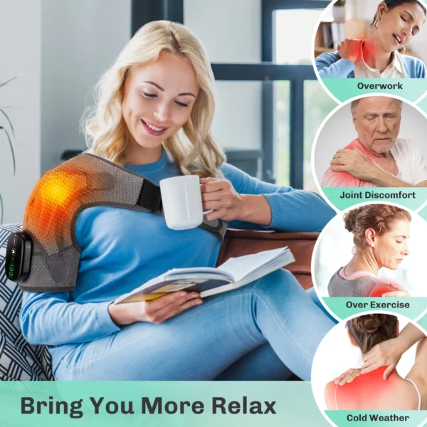 Vibration Shoulder Steamer Belt Heated Shoulder Warmer Massager Electric Fomentation Smart Massage Machine Temperature Adjust - Image 3