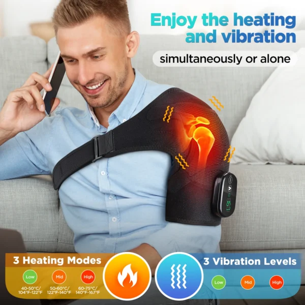 Vibration Shoulder Steamer Belt Heated Shoulder Warmer Massager Electric Fomentation Smart Massage Machine Temperature Adjust - Image 2