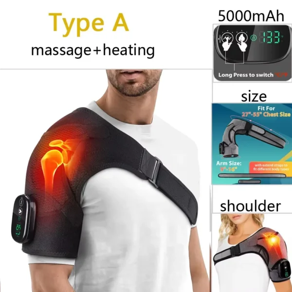 Vibration Shoulder Steamer Belt Heated Shoulder Warmer Massager Electric Fomentation Smart Massage Machine Temperature Adjust - Image 8