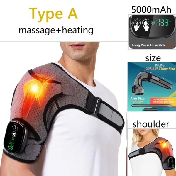 Vibration Shoulder Steamer Belt Heated Shoulder Warmer Massager Electric Fomentation Smart Massage Machine Temperature Adjust - Image 7