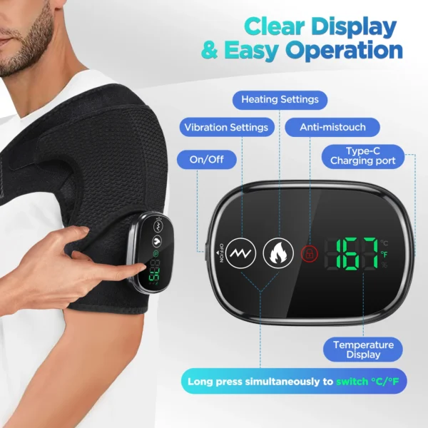 Vibration Shoulder Steamer Belt Heated Shoulder Warmer Massager Electric Fomentation Smart Massage Machine Temperature Adjust - Image 5